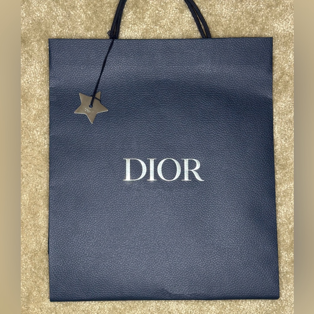 Christian Dior Shopping Bag with Silver Embossed Logo + Silver Star